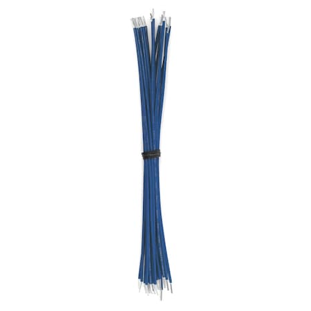 Cut And Stripped Wire, 18 AWG PTFE, Stranded, Blue 12in Leads, 50PK